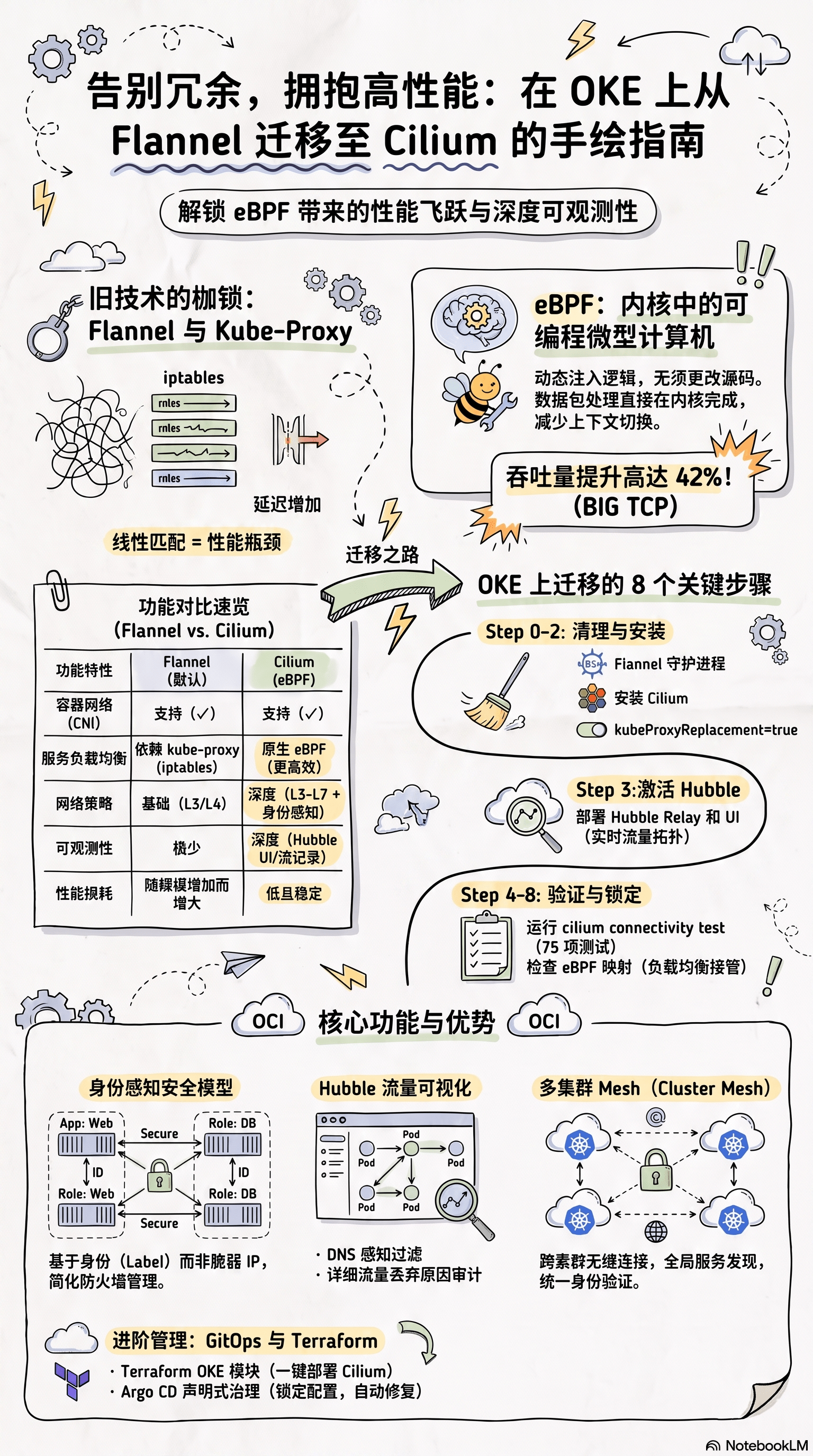 告别冗余,拥抱高性能:在 OKE 上从 Flannel 迁移至 Cilium 的手绘指南